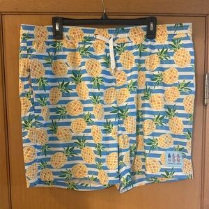 Tropical Bros Men’s Pineapple Print Striped Swim Trunks Board Shorts Size XL